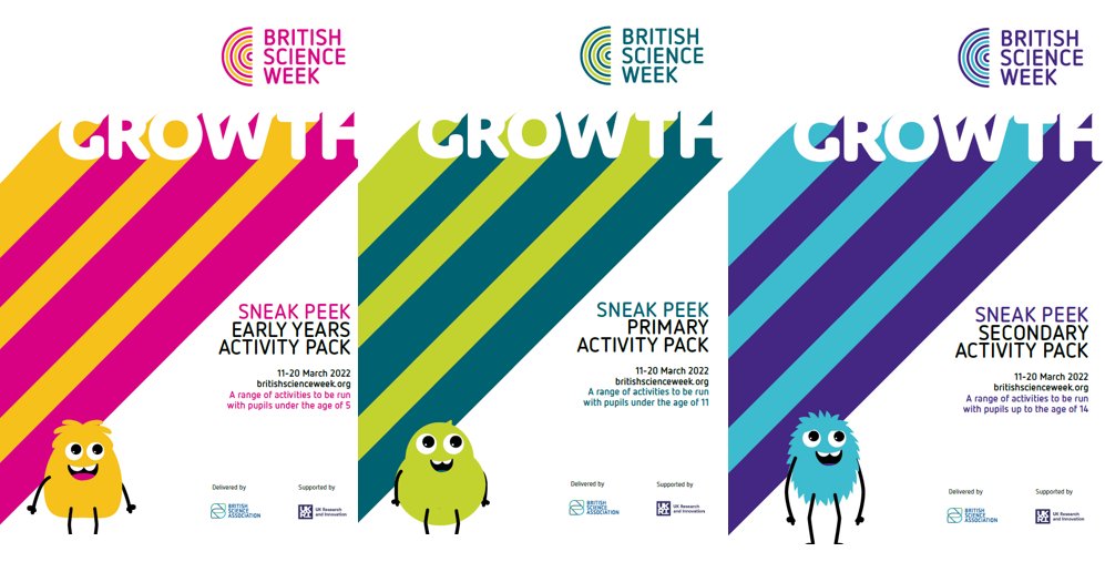 ScienceWeekUK's tweet photo. Don’t forget, free #BSW22 taster packs are out now and available to download! The Week might not be until March 2022, but it’s never too soon to start planning activities and discussing this year’s theme of ‘Growth’ with your students. Find the packs here: https://t.co/M63r7Xrl7B https://t.co/OxTph6LaFu