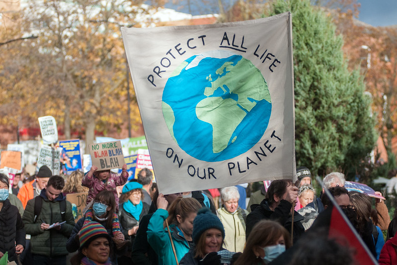 A climate change demonstration during COP26.