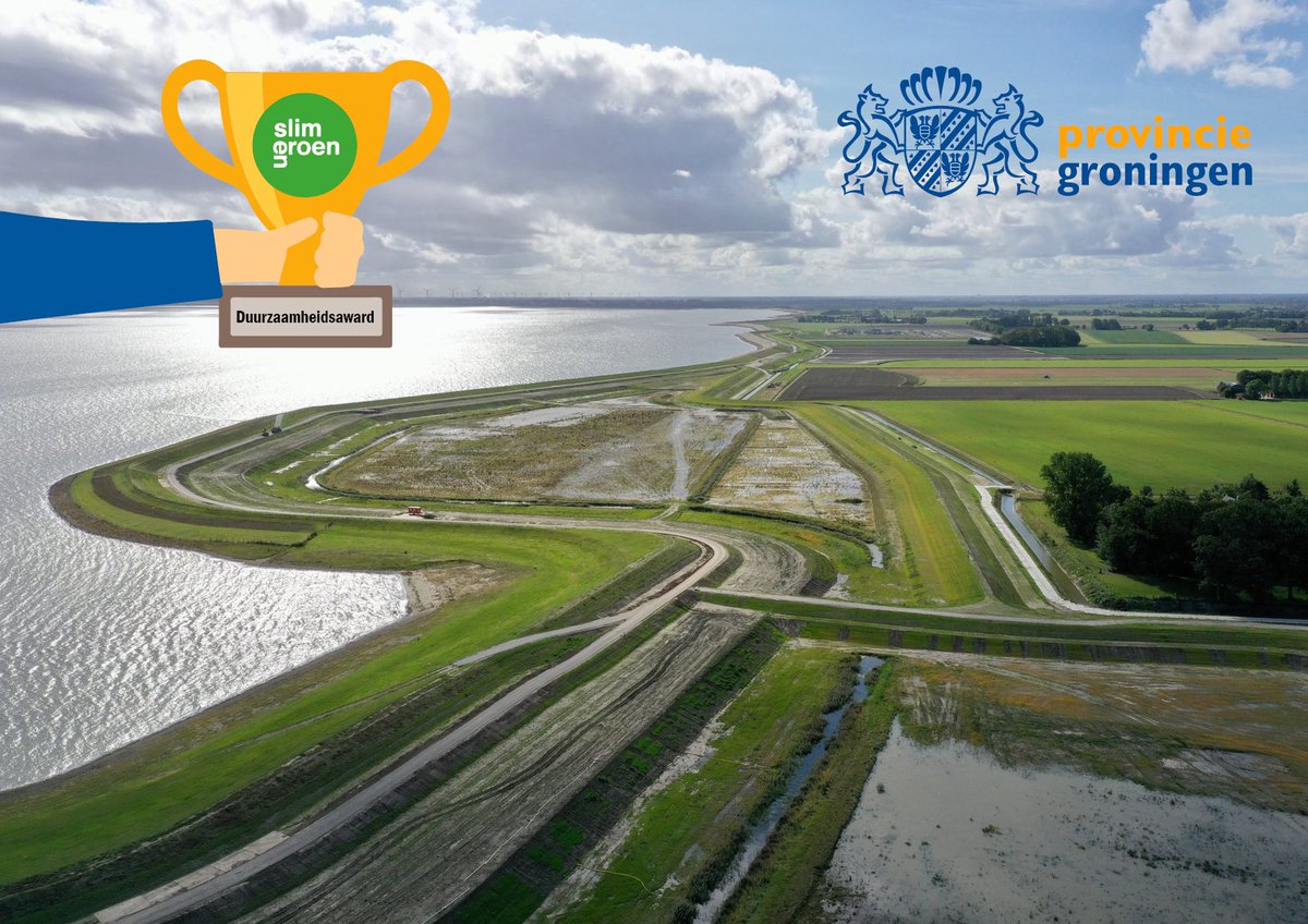 De Dubbele Dijk is het meest duurzame project van <a href="/provgroningen/">Provincie Groningen</a>. De vakjury van de Duurzaamheidsaward 2020 roemde het vernieuwende en praktische karakter, het betrekken van onderwijsinstellingen en het creëren van kansen voor ondernemers. 👉 eemsdollard2050.nl/dubbele-dijk-w…