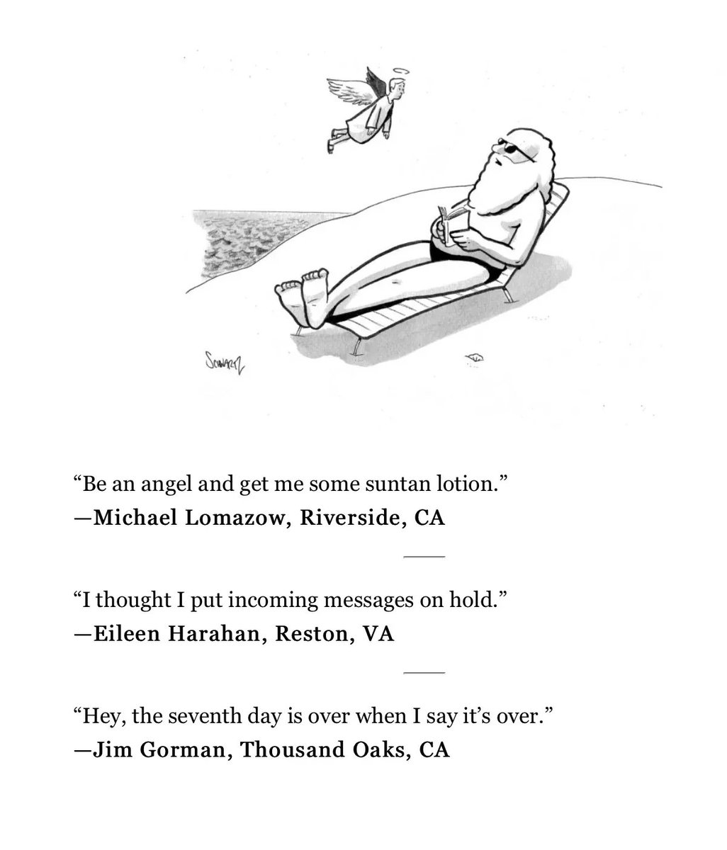 doc_nad's tweet photo. The envelope, please. And the winning caption is...
My Entries in the Moment Cartoon Caption Contest for Summer 2021 https://t.co/56xFcpZZqz #BenjaminSchwartz #Beach #Angel #MomentMag #Cartoon #CaptionContest https://t.co/yv9Ea4rosf