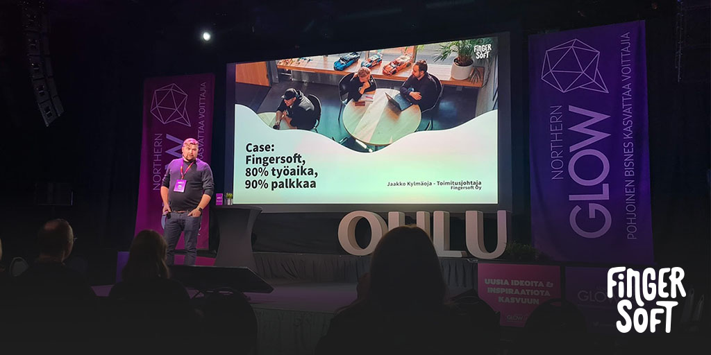 Fingersoft's tweet photo. In September we offered our people the chance to try out working 80% hours with 90% pay. Last week at #NorthernGlow our CEO Jaakko Kylmäoja spoke about our company culture and the reasons leading up to this experiment.
https://t.co/RLdTPiX097
#reducedworkweek #worklifebalance https://t.co/ouGMV99BSG