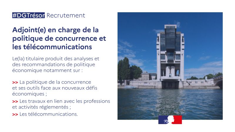 #MondayMotivation #Emploi 💼 | La <a href="/DGTresor/">Direction générale du Trésor</a> recrute un(e) adjoint(e) en charge de la politique de concurrence et les télécommunications ➡ passerelles.economie.gouv.fr/offre-de-emplo…