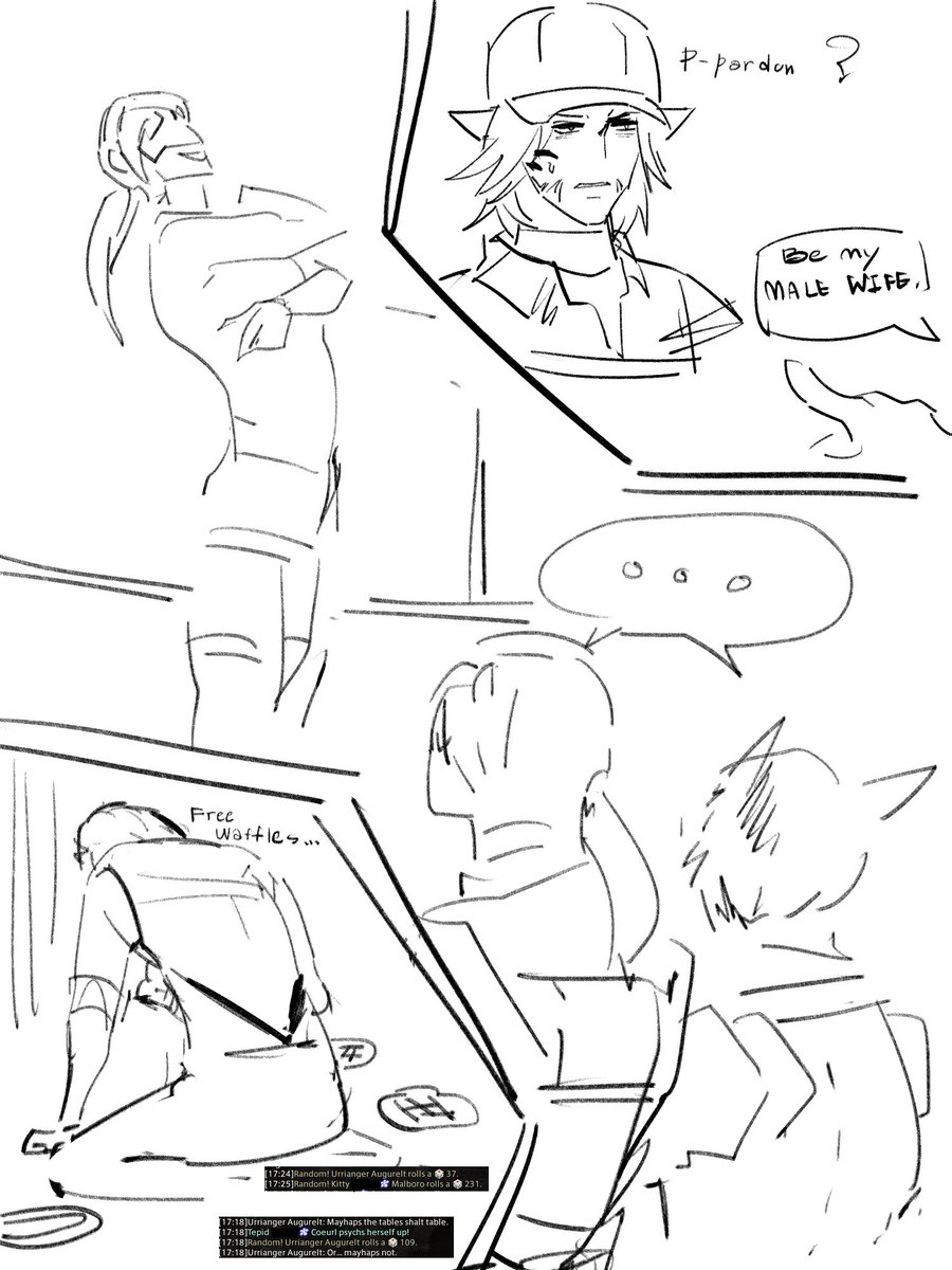 Allasinnia's tweet photo. so... I went to the waffle  house on balmung
(and may have made people uncomfortable because I tabbed out to draw and forgot I clicked on someone..) https://t.co/Jcml7RSVlx