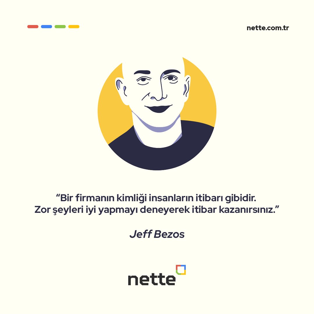 netteinteractiv's tweet photo. "A firm's identity is like people's reputation. You gain reputation by trying hard things well." Jeff Bezos

#nette #netteinteractive #agency #digitalagency #digitalmarketing #marketing #pazarlama #dijitalpazarlama #yazılım #software #bursa #pazarlamaajansı #markaitibarı https://t.co/0CQyqGMXTl