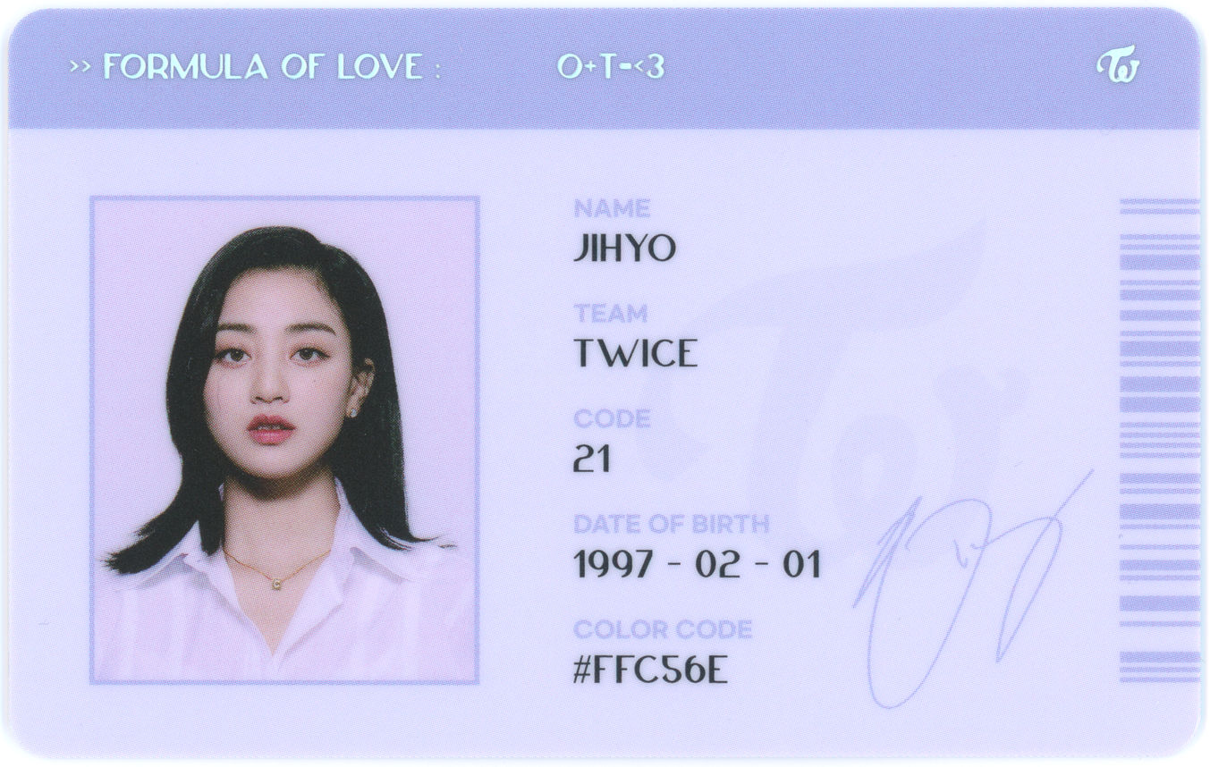 twice ジヒョ formula of love ラキドロ TWICE formula of love ジヒョ トレカ6種＋IDカード｜Yahoo