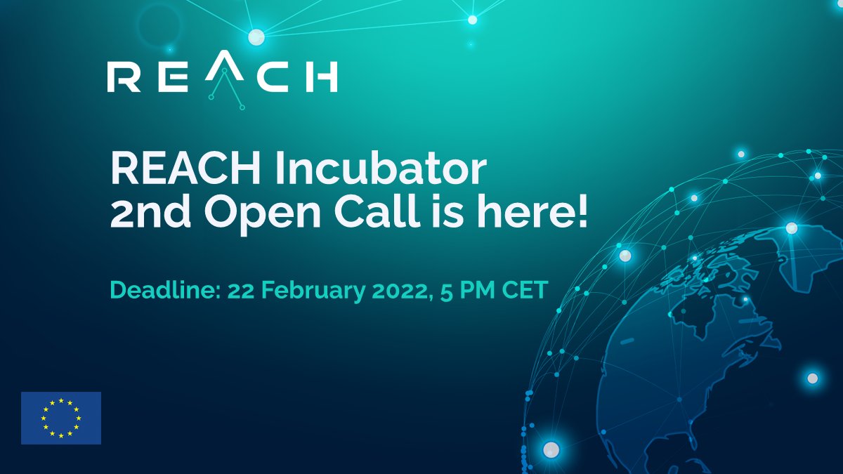 Reach Incubator (@reachincubator) on Twitter photo <a href="/ReachIncubator/">Reach Incubator</a> 2nd #OpenCall is here!
Programme offers:
💰 Up to €120k equity-free funding 
📈 Access to large corporations’ datasets
🤝 Data mentoring and business coaching
⚙️ REACH Toolbox
💻 Big data computing infrastructure
Learn more  👉 bit.ly/3Gzyz9T <a href="/ReachIncubator/">Reach Incubator</a> 2nd #OpenCall is here!
Programme offers:
💰 Up to €120k equity-free funding 
📈 Access to large corporations’ datasets
🤝 Data mentoring and business coaching
⚙️ REACH Toolbox
💻 Big data computing infrastructure
Learn more  👉 bit.ly/3Gzyz9T