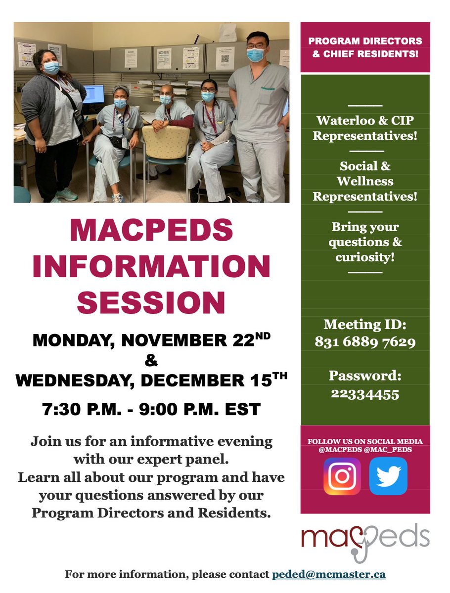 Join us tonight for our info session! #CaRMS2022 #pediatrics