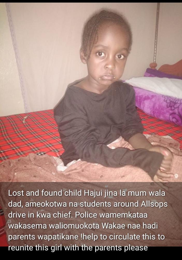 Nairoblogistics's tweet photo. A simple retweet can lead this child to her parents. Kindly help this child get her way back home tweeps. https://t.co/4CEwUukkJP