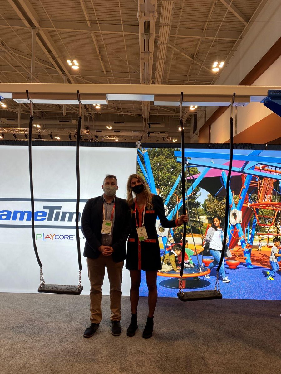 CunninghamRec's tweet photo. Maggie with Cunningham Recreation and Bill Patterson with CR Studio Design enjoying themselves at this years @NationalASLA Conference in Nashville, TN. @gametimeplay #CustomPlaygroundDesigns #LandscapeArchitects #CRStudioDesign #CunninghamRecreation #ASLAConf2021 https://t.co/5Ehj1dFKOb