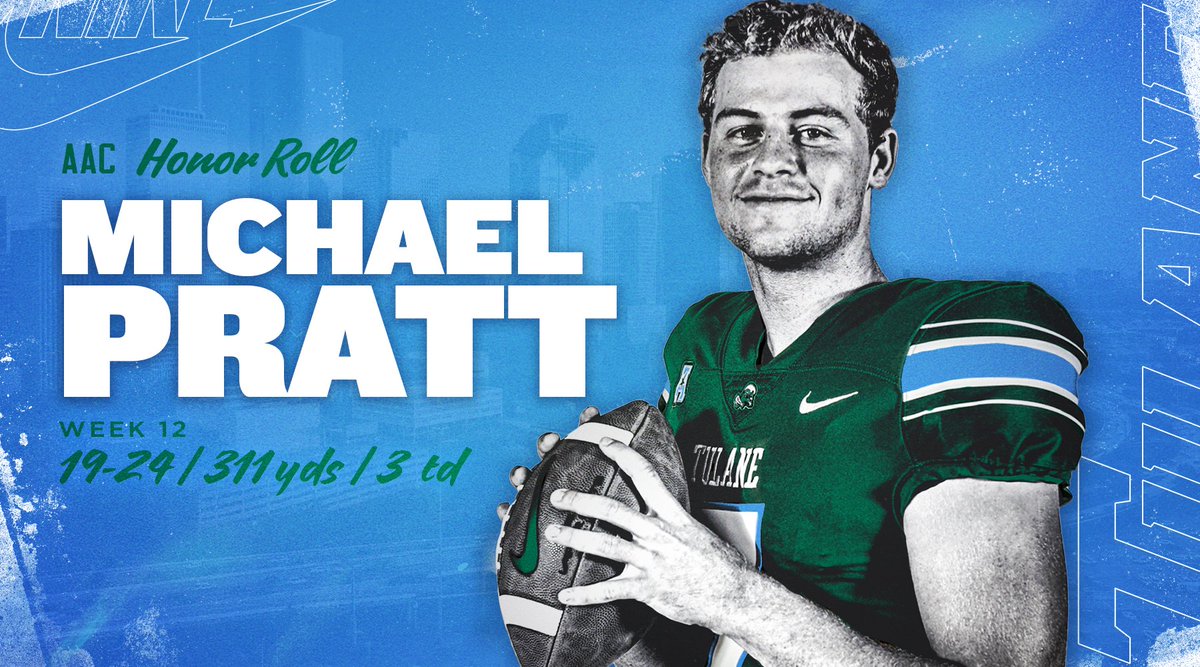 Michael Pratt has been named to this week's @American_FB Honor Roll! 🔗 bit.ly/3oJY7Zy #RollWave 🌊