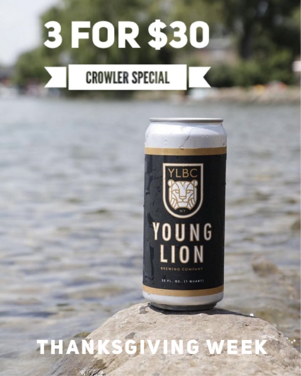 Thanksgiving Crowler fill special 🍺🍁 this week stop in Wednesday or Friday and stock up on some craft beer for your Holiday Celebrations. 3 for $30 Crowler Fills!!! Thanksgiving week hours Wednesday 12-8, Thursday Closed, Friday 12-9 (reg hours sat &amp; sun)