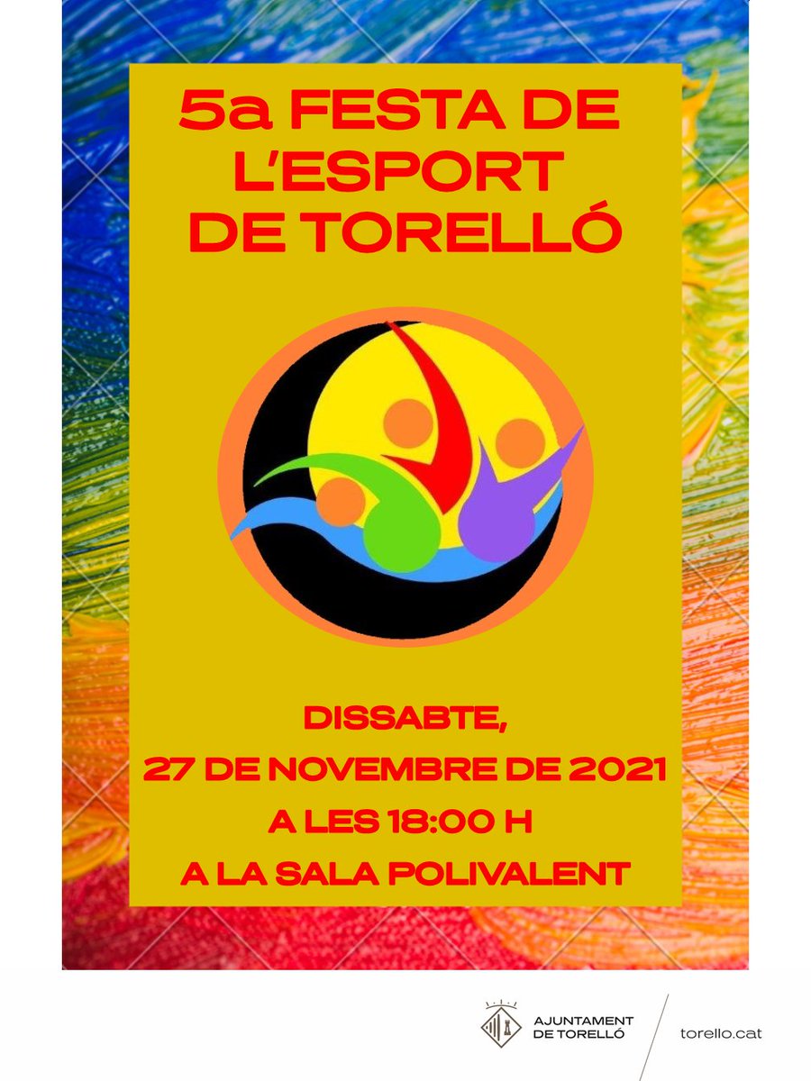 AjTorello's tweet photo. 🏆 Aquest dissabte, 27 de novembre, 5a Festa de l'Esport de #Torelló.

🕕 6 de la tarda
📍 Sala Polivalent 

👏 L'acte de dissabte vol reconèixer a totes les entitats que, malgrat la pandèmia, han seguit oferint activitat física i esport al municipi. 

🔗 https://t.co/WeKYqJfVrX https://t.co/MI7J8Tegpa