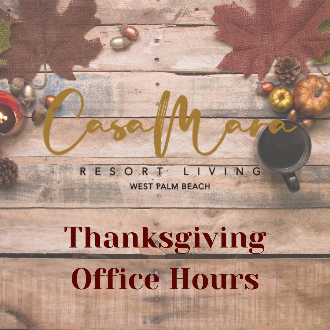 Office Hours:
Nov. 24, leasing office closes at 3pm
Nov. 25 closed
Nov. 26th normal business hours 

Valet Living Services 

Nov. 24, no pick up
Nov. 25, no service 
Nov. 26, normal service 7pm-9pm 

Please adhere to the holiday schedule so trash is not sitting in the hallways.