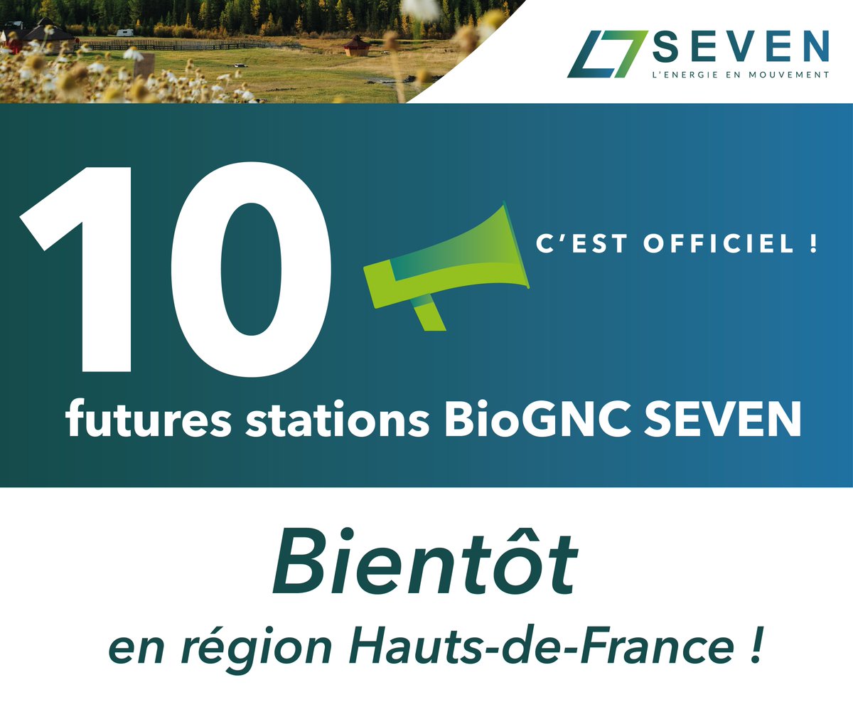 📢AAP
Sollicitée par la Région #hautsdefrance, la SEM Energies Hauts de France a lancé en avril 2021, un Appel à Partenariat technique et financier pour le déploiement de stations GNV/#bioGNV en région. 
Sur 14 projets retenus, #SEVEN Hauts de France en portera 10 en région.