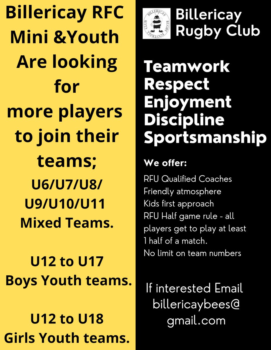 Billericaybees's tweet image. Please like and share our new recruitment poster for the Mini &amp;amp; Youth section.