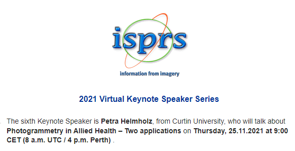 ISPRS_STEP's tweet photo. 📢📢
The @isprs Virtual Keynote Speaker Series
💻#Photogrammetry in Allied #Health: Two Applications (#Cliniface #SMAAT)
👩💻 Dr. Petra Helmholz(@petrahelmholz),@CurtinUni
🕘🗓 Nov 25th, 9:00 CET
ℹ More👉https://t.co/vktbLyKQJF
#3D #faciala_nalysis
#ISPRS_SC #ISPRS #EOChat https://t.co/fwxwTJLt4N