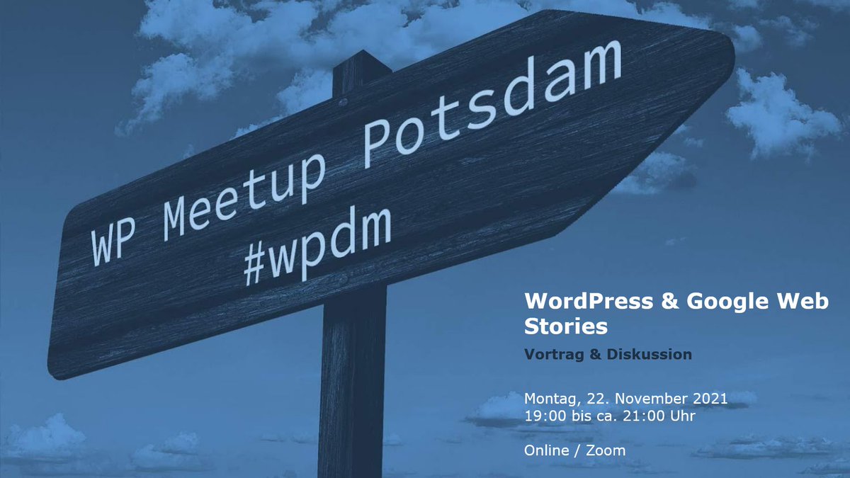 wp_potsdam's tweet image. Heute Abend noch nix vor? Unser #Meetup #Potsdam lädt zum online Austausch zu #WordPress &amp;amp; #Google #WebStories! Wir freuen über das Intro von Benjamin und Oliver. Wir sehen uns im Zoom. Mehr Infos wie immer im Blog oder bei Meetup ... wpmeetup-potsdam.de/2176/november-… //cc @331web #wpdm