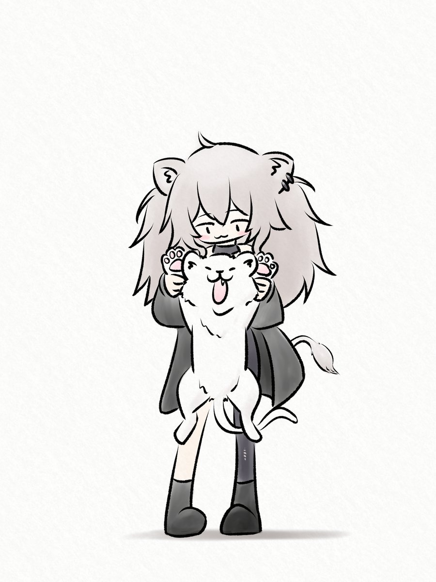 shishiro botan 1girl lion ears animal ears lion girl tail lion tail grey hair  illustration images
