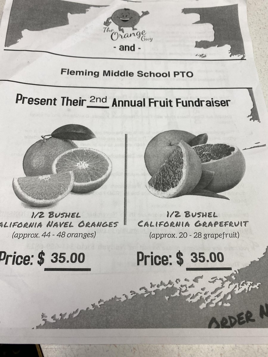 FMSCavaliers's tweet photo. PTO Fundraiser. Last day tomorrow to get Oranges.
Call Fleming MS if you have questions and want to order. https://t.co/idJYir4eID