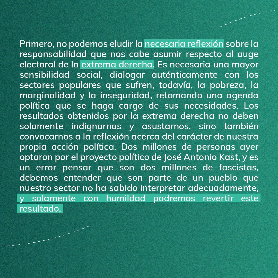 naupuc's tweet photo. Esta es nuestra declaración ante los resultados del día de ayer, como NAU! Nuestro compromiso sigue con la democracia, transformaciones sociales y los derechos de las personas.   Nos mantendremos firmes luchando por un mejor país y una mejor universidad.🍀 https://t.co/BBMLQMh7Ik