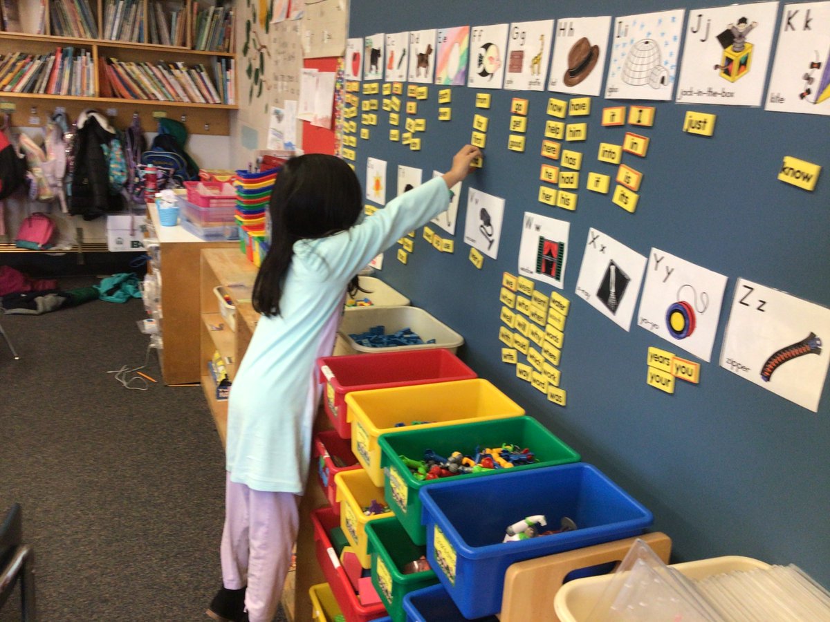 We are learning to use the word wall to help with spelling sight words.