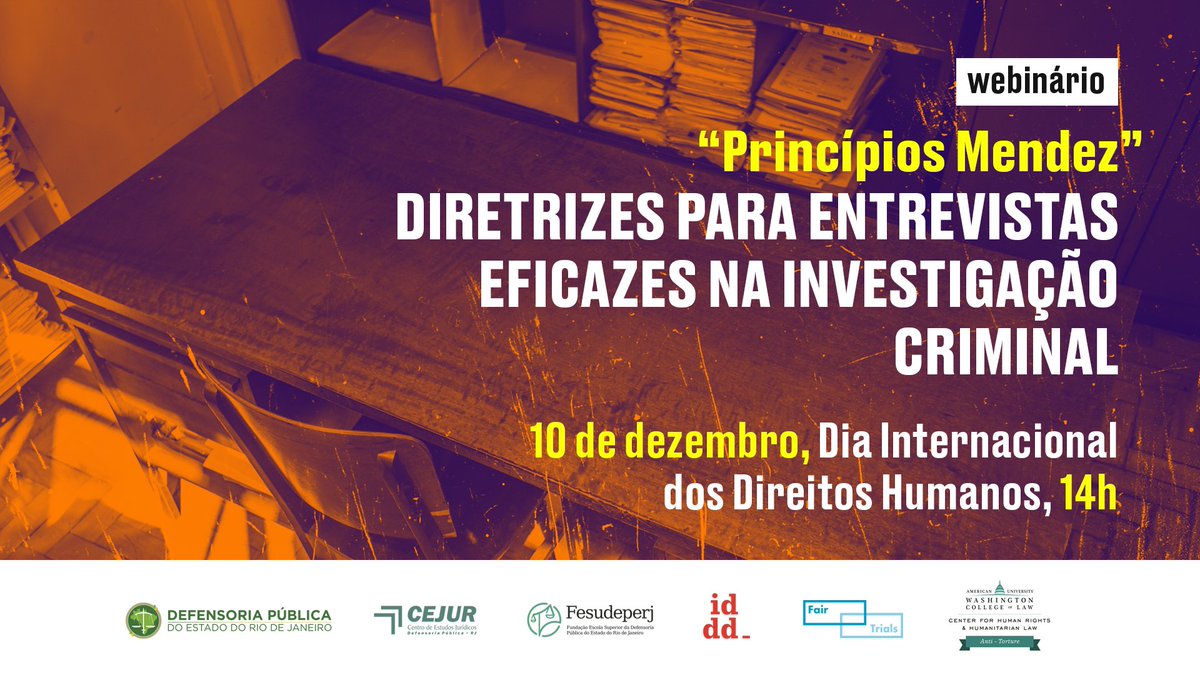 Os Princípios Méndez garantem o respeito pela integridade física e mental de todos os entrevistados. Quais são esses Princípios e como podem ser empregados na prática? Participe do webinario em português e espanhol, 10 dezembro, 14h-17h horário Brasília: bit.ly/PrincipiosMend…