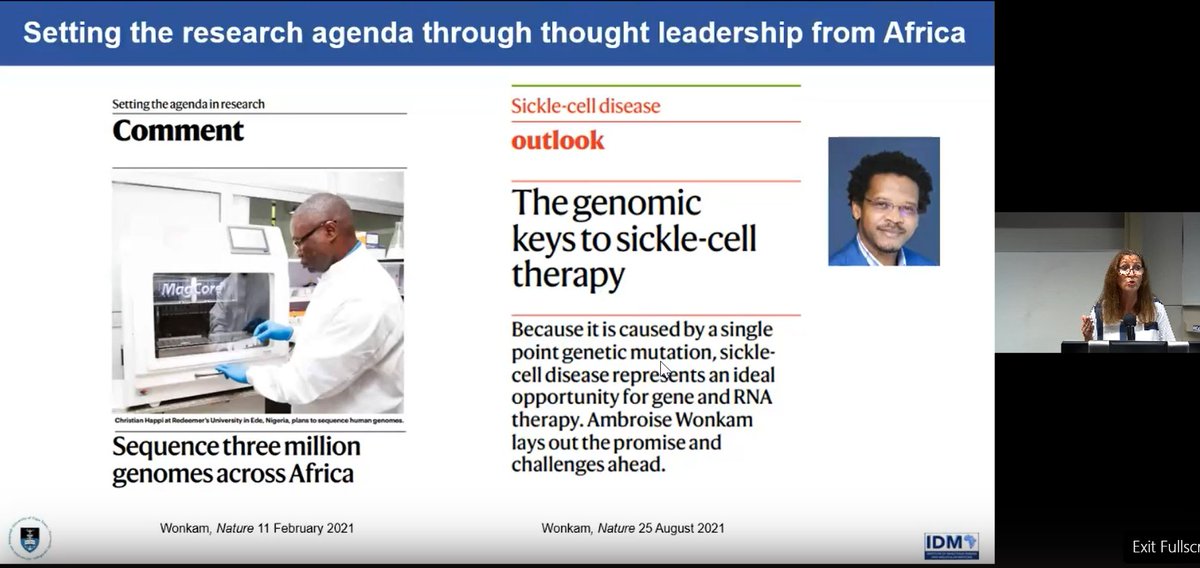 GeneMAPOfficial's tweet photo. The 2021 Wolfson Memorial Lecture: Professor Valerie Mizrahi, Director of @UCTIDM, highlights some of #GeneMAP research projects @UCTHealthSci and the team's contribution to research in Africa and beyond. Thank you for your leadership Prof Mizrahi. @SickleInAfrica #genomics #3MAG https://t.co/pt3xQwKUwM