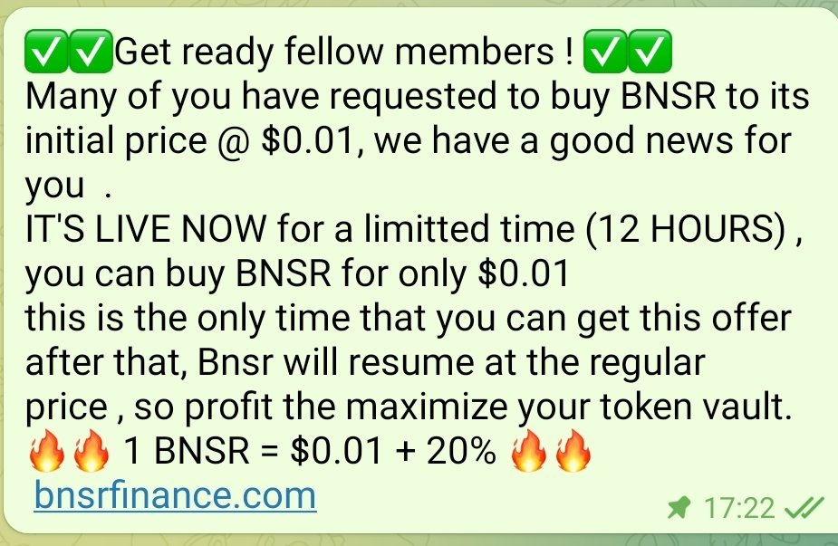 bnsr_finance's tweet photo. 🚀🚀 1 BNSR = $ 0.01 🚀🚀
🔥🔥ONLY FOR 12 HOURS 🔥🔥
Don't miss it https://t.co/TIJhVh233F 
#binance #bitcoin #Ethereum https://t.co/1Xf1i5hlBb