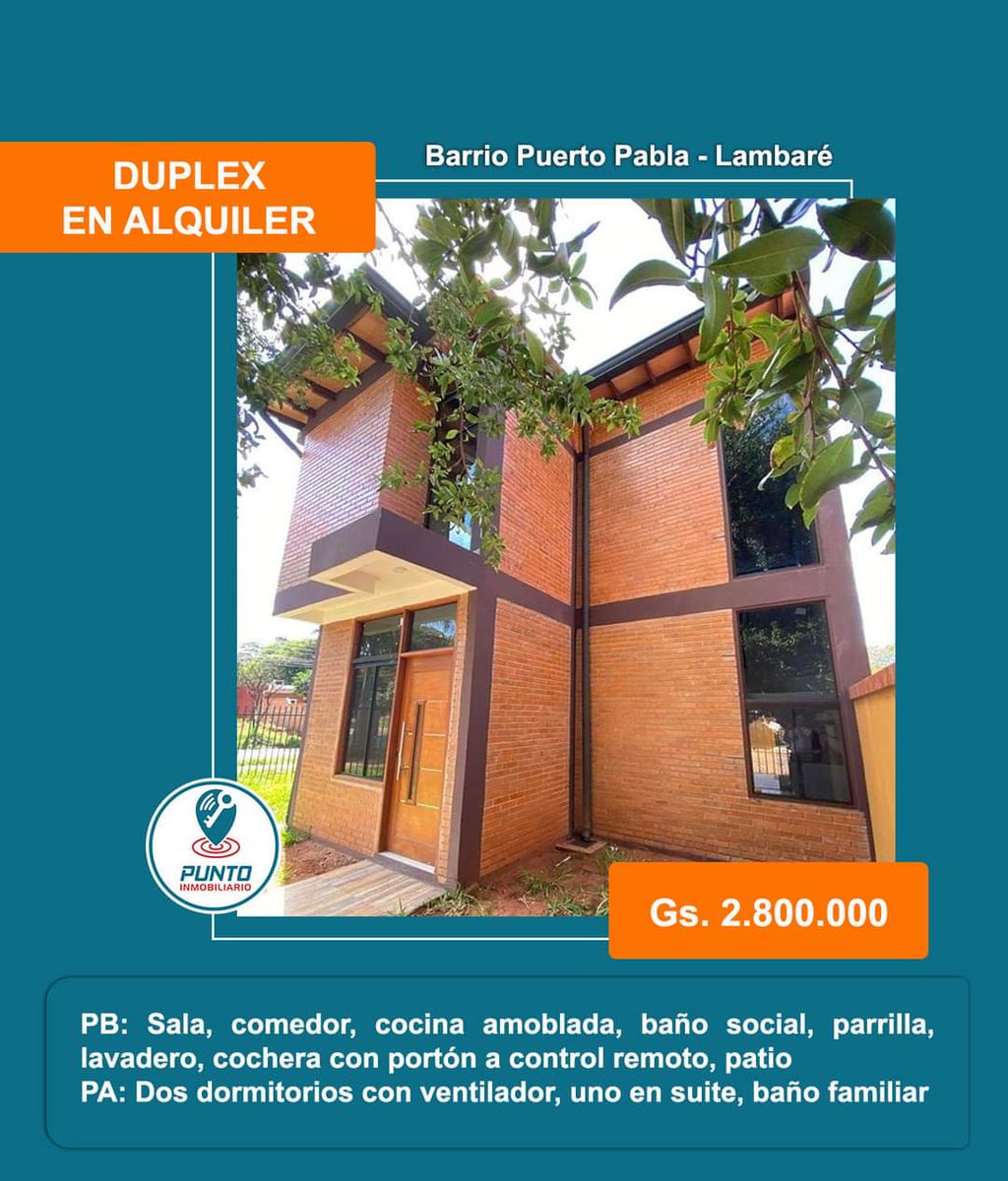 #puntoinmobiliario #experiencia #profesionalismo #confort #calidad #duplex #lambare #barriopuertopabla #alquilerduplex