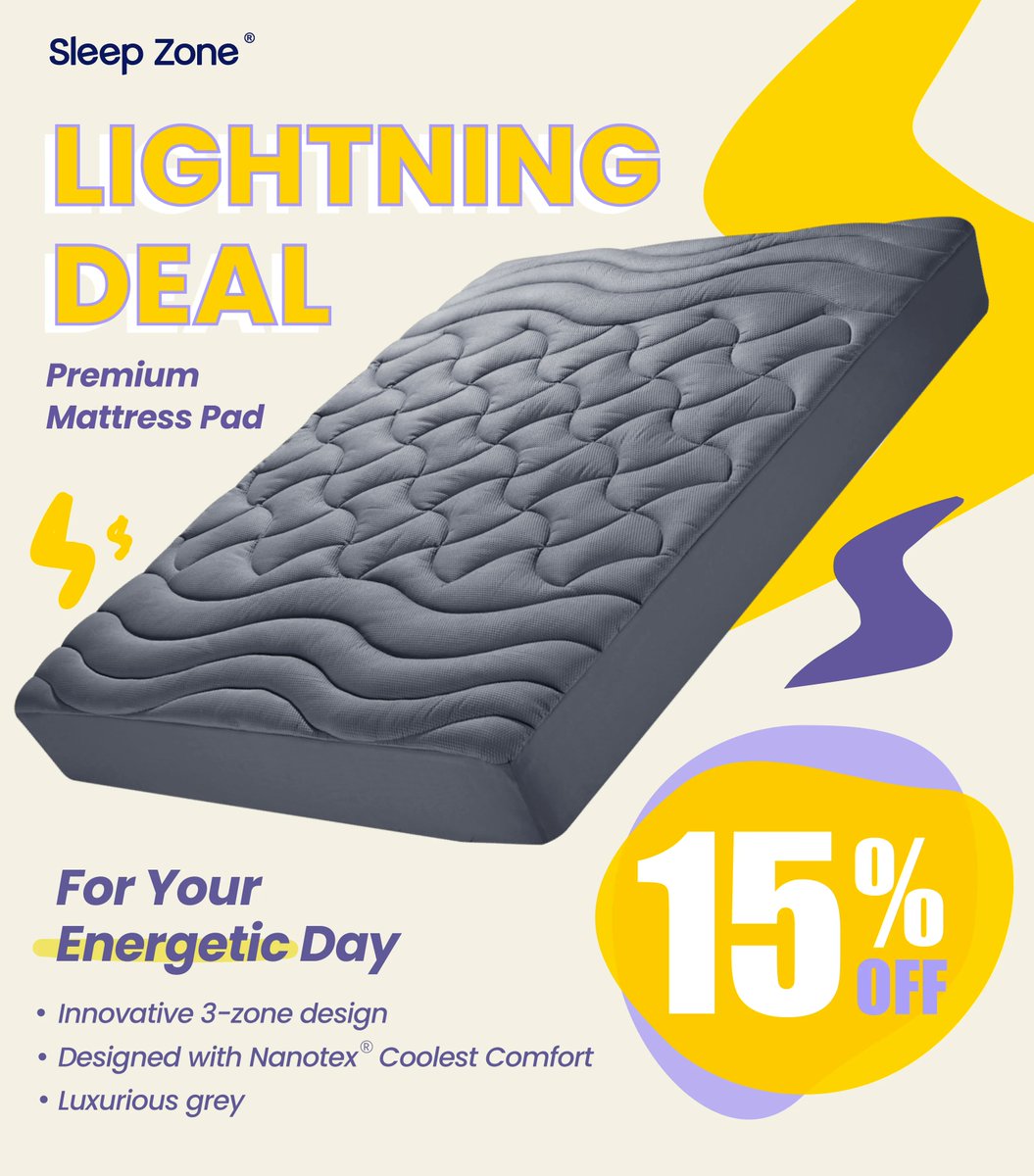 ⚡LIGHTNING DEAL⚡
Our first #BlackFriday deal has landed.🎁
15% off on Sleep Zone Premium Mattress Pad
Shop here:buff.ly/3xb4Bo7 

#sleepzone