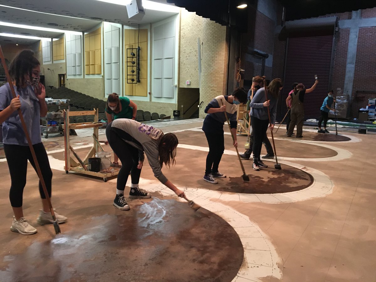 FineArtsUSD259's tweet photo. Last week @EastTheatre was in the building to work on their scenic backdrop, "Ancient Arches". We are so grateful for #EducationEdge and their supporters for making this possible! 4 high schools down, 4 to go! We are #WPSProud of these @WichitaUSD259 students! Go Aces! https://t.co/j9yu1X1Eqv