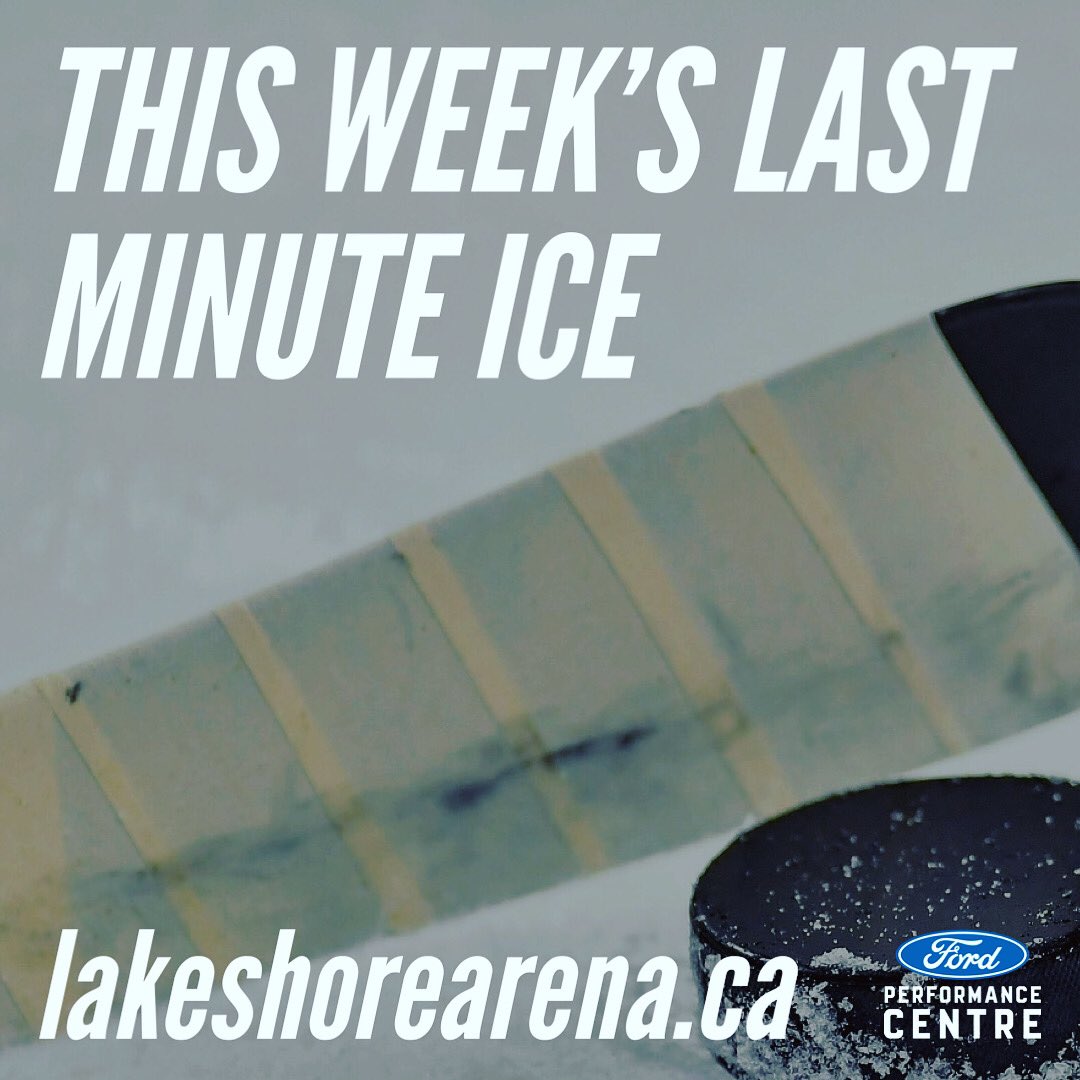 🗓 Looking for ice time this week?

MON: 4:15 pm, 10:15 pm
TUES: 4:30 pm, 10:45 pm
WED: 4:00 pm, 10:15 pm
THUR: 4:15 pm
FRI: 6:30 pm, 7:30 pm, 8:30 pm
SAT: N/A
SUN: 9:15 am, 7:00 pm, 10:45 pm

➡️ lakeshorearena.ca/rentals