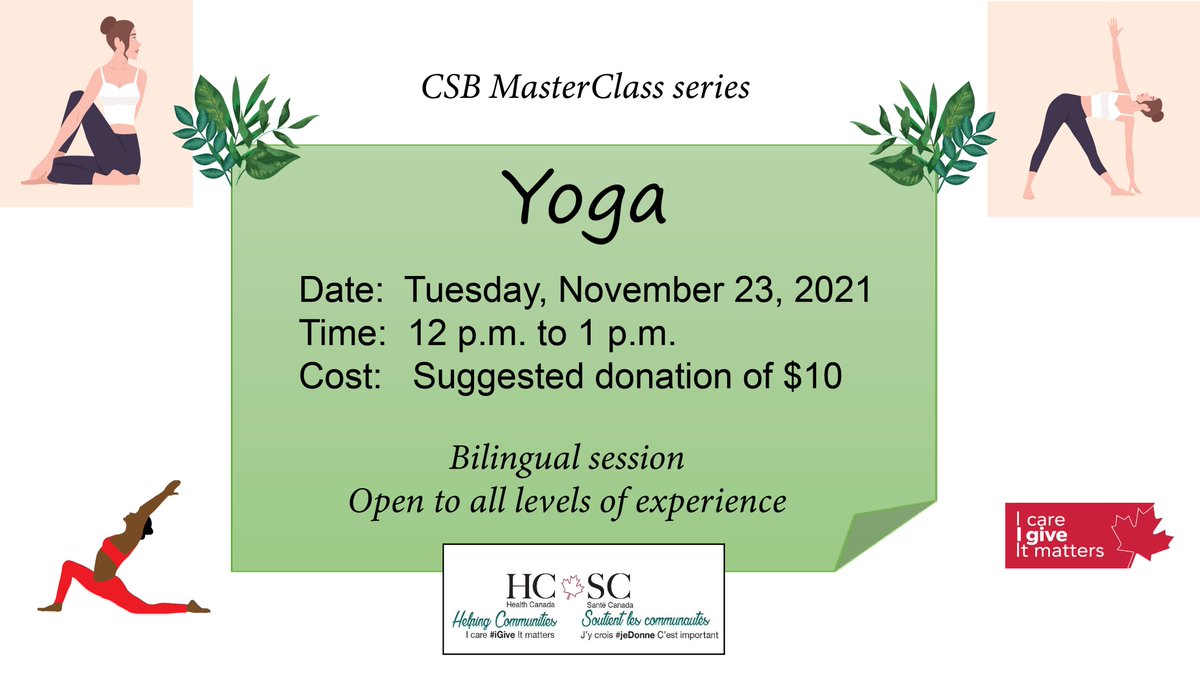CSBHC2__DGSGSC2's tweet photo. Grab your yoga mats and water bottles for a relaxing lunch break tomorrow! At 12 p.m. (EST), connect to the virtual Yoga Masterclass to breathe and recharge. Find the connection details in the BNEWS! https://t.co/jNumUilcXT