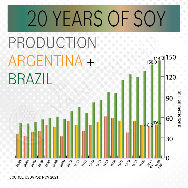 20 Years of Soybean Production in Argentina and Brazil