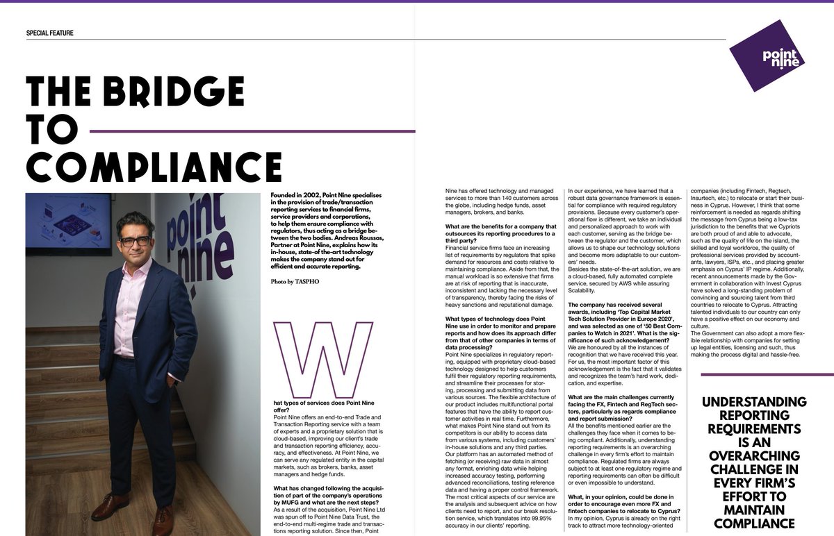 PointNine_'s tweet photo. "Understanding reporting requirements is an overarching challenge in every firm's effort to maintain compliance"... says Andreas Roussos @roussosap in an interview with #GoldMagazine - Read the whole story
πhttps://t.co/TacpEfRw63
#PointNine #RegTech #EMIR #SFTR #MIFIR https://t.co/U9mLdG2qQ1
