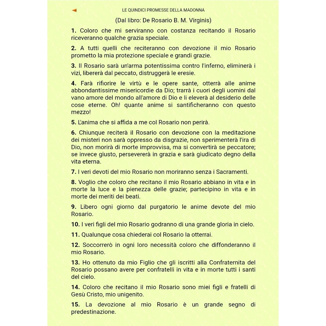 EnzaSegretaria's tweet photo. 🟢"(Dal libro: De Rosario B. M. Virginis)". https://t.co/euSK2Xl7D2.
#HeavenlyMother. #Madonna?. #MammaCeleste. #quindici. #Promesse. #Devoti. #Rosario. #Predestinazione. #Rosary. #testo. #anime. #anima. #Sacramenti. #Purgatorio. #Santi. #ATweet. #italia. #22Novembre. #November. https://t.co/7RbXbMFMO8