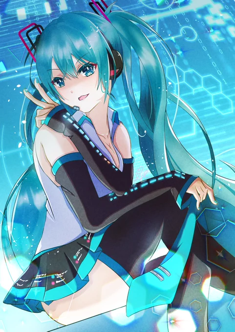 再掲#いいツインテールの日 #初音ミク #初音ミクイラスト #イラスト 