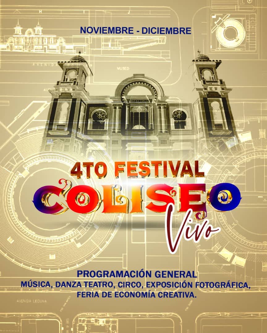 Festival Coliseo Vivo en el Nuevo Circo de #Caracas del25/11 al 5/12  <a href="/luchaalmada/">Alfred Nazareth</a>    <a href="/VTVNoticias/">VTV Noticias</a> <a href="/TvesSonrie/">TVES</a> <a href="/RnvActivafm/">RNV Activa FM</a> <a href="/UNoticias/">Últimas Noticias</a> <a href="/ccs_fundarte/">Ares 🔥</a> <a href="/gestionperfecta/">Carmen Meléndez</a>