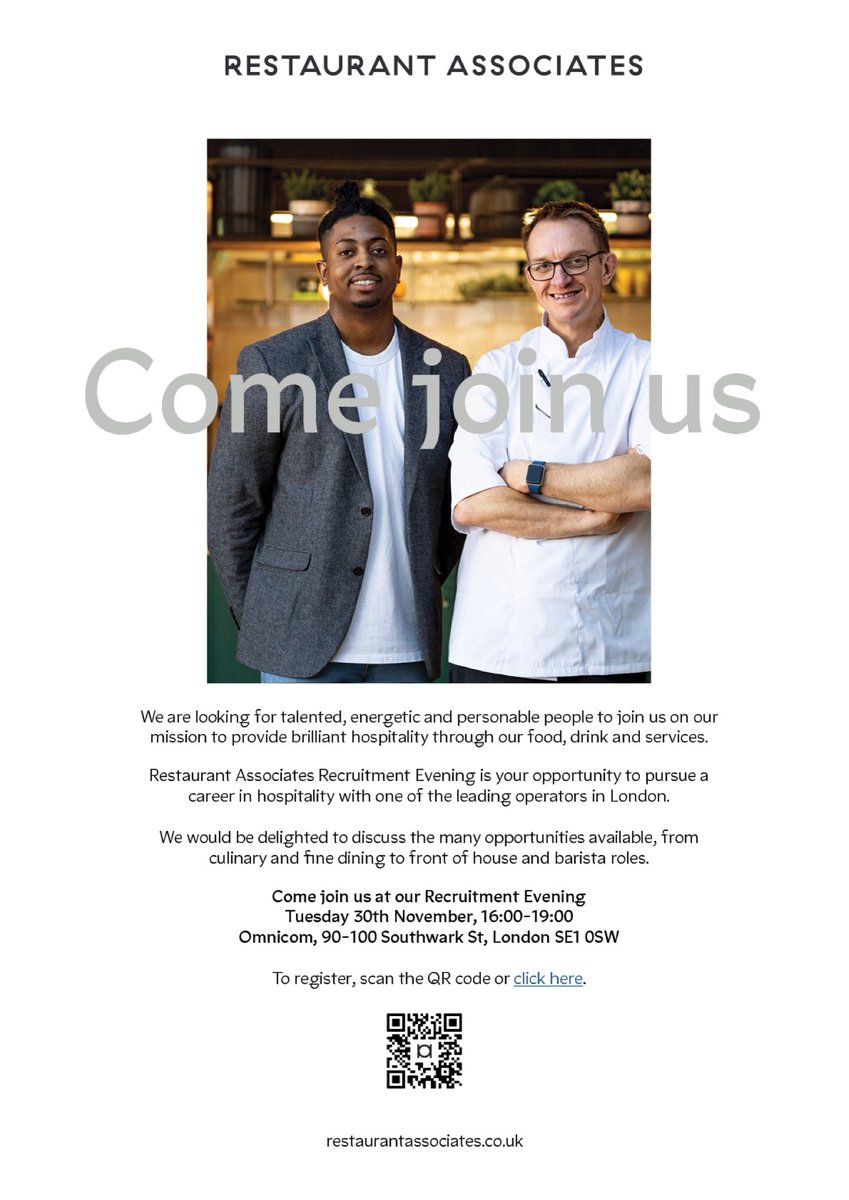 We are looking for talented, energetic, and personable people to join us on our mission to provide brilliant hospitality through our food, drink and services.
Click here for more info lnkd.in/d339yWph