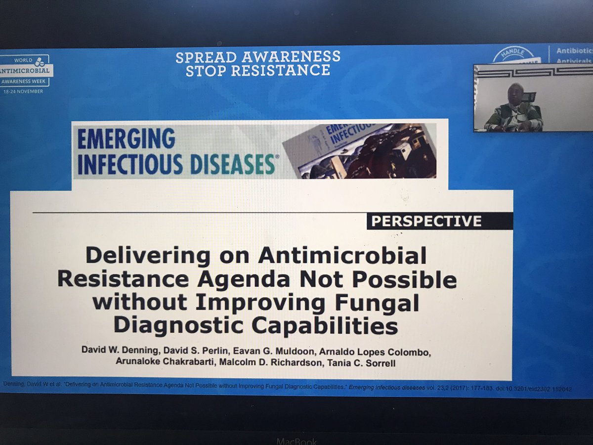 ‘The world is a global village & if we don’t tackle antifungal resistance it will come back to bite us’ Dr Rita Oladele makes a case 4 reg’l ref labs in Africa that are training hubs for diagnostic capacity building, susceptibility testing & therapeutic drug monitoring’ #WAAW2021