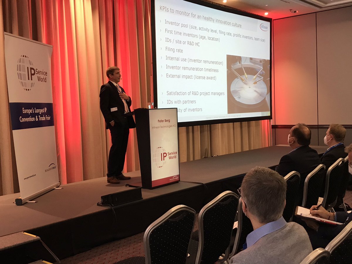 MichaelReiterPR's tweet photo. #IPServiceWorld #ipsw2021, Peter Berg @Infineon: how to create, and monitor, a healthy #innovation culture ➡️ inventor pool (size, activity level, filing rate, etc.), keep an overview of first-time #inventors, remunerate in a timely manner. Keep celebrating your inventors 🎉💪🥳 https://t.co/QAdTwUTdVB