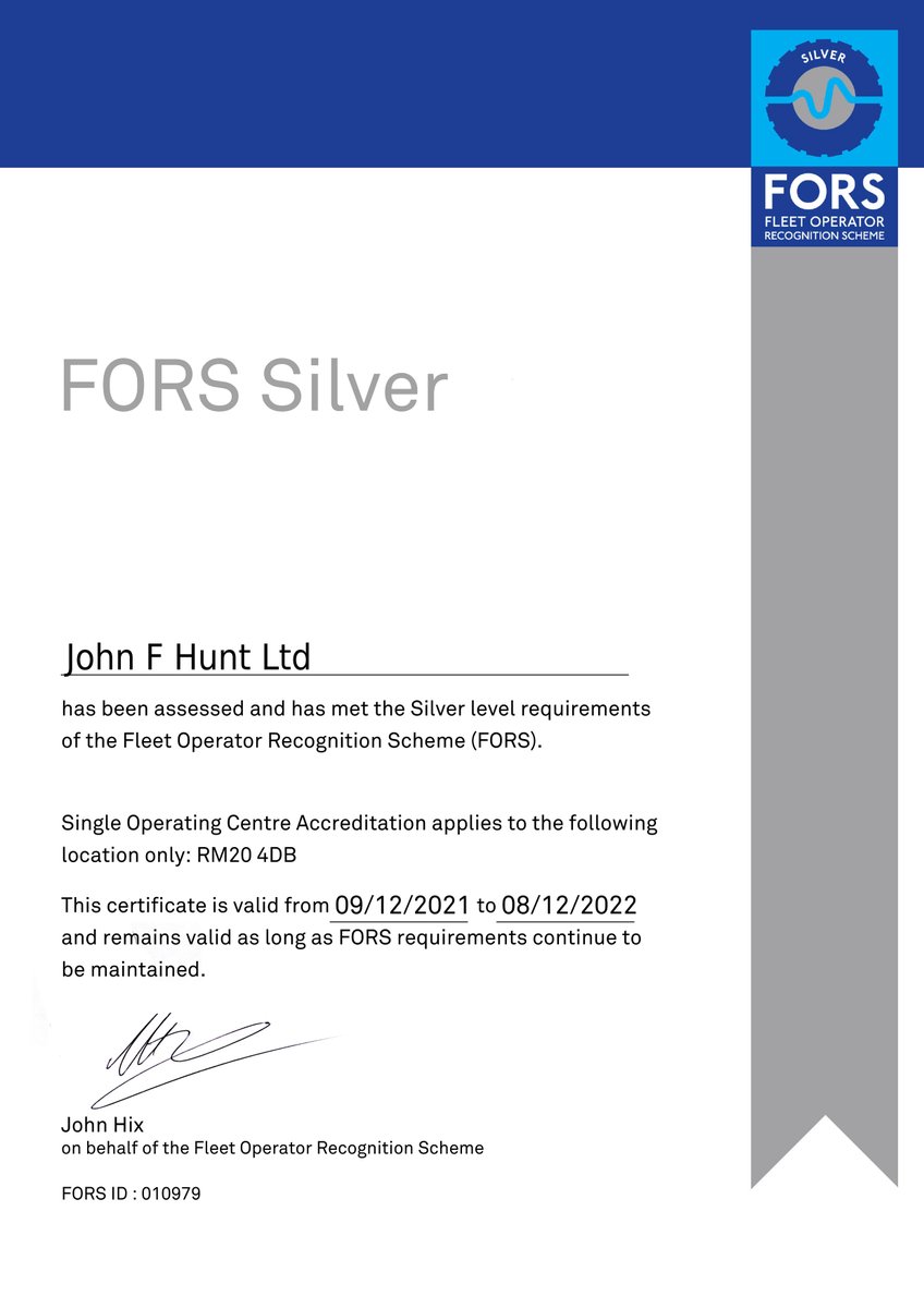 JohnFHunt_Group's tweet photo. John F Hunt Limited has again maintained their FORS Silver Accreditation๐ย Well done to Marion Hodgson for all of her hard work in managing the scheme and to our employees for maintaining this important standard!ย
#johnfhunt #johnfhuntgroup #FORS #forssilver https://t.co/olqdBr1Ay3