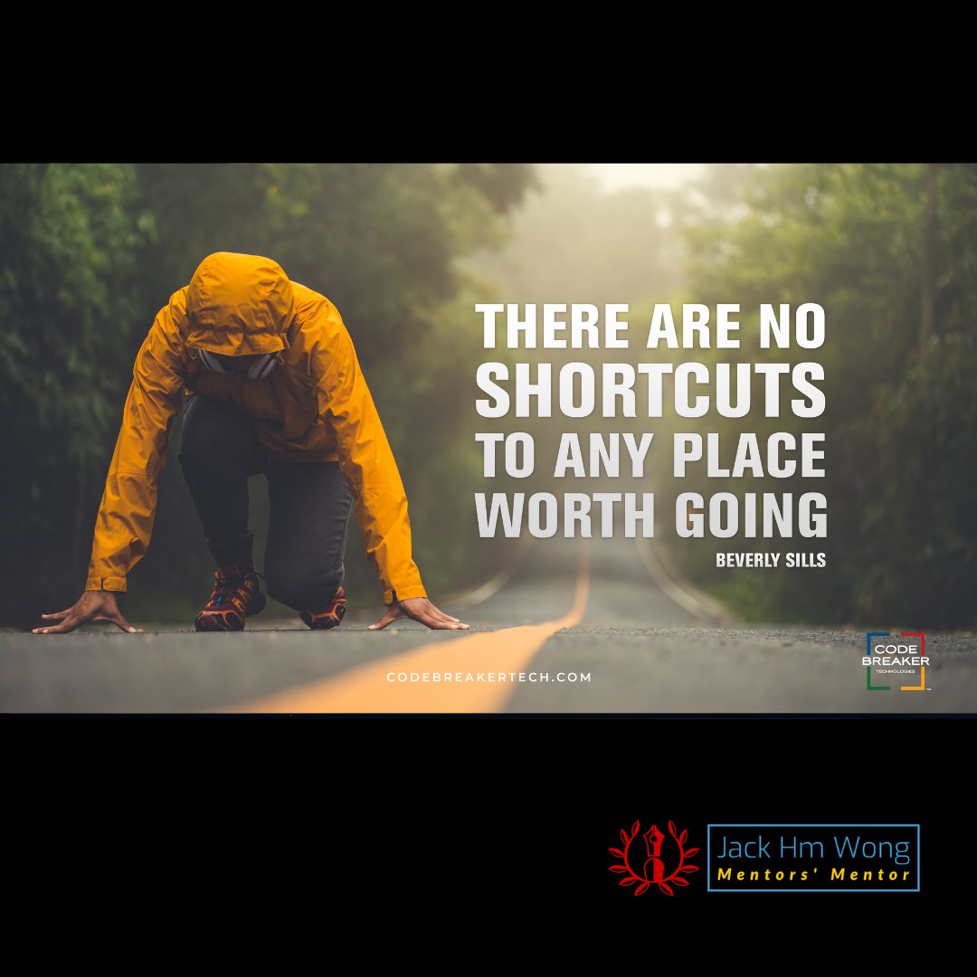 JackHMWong's tweet image. "There are no shortcuts to any place worth going!" ~ Beverly Sills
 
#BANKCODE #WhyTheyBuy #OneWorldOneLanguage #CodebreakerAI #TakeItToTheBANK #CodebreakerExplore #CodebreakerDiscover #CodebreakerCoaching