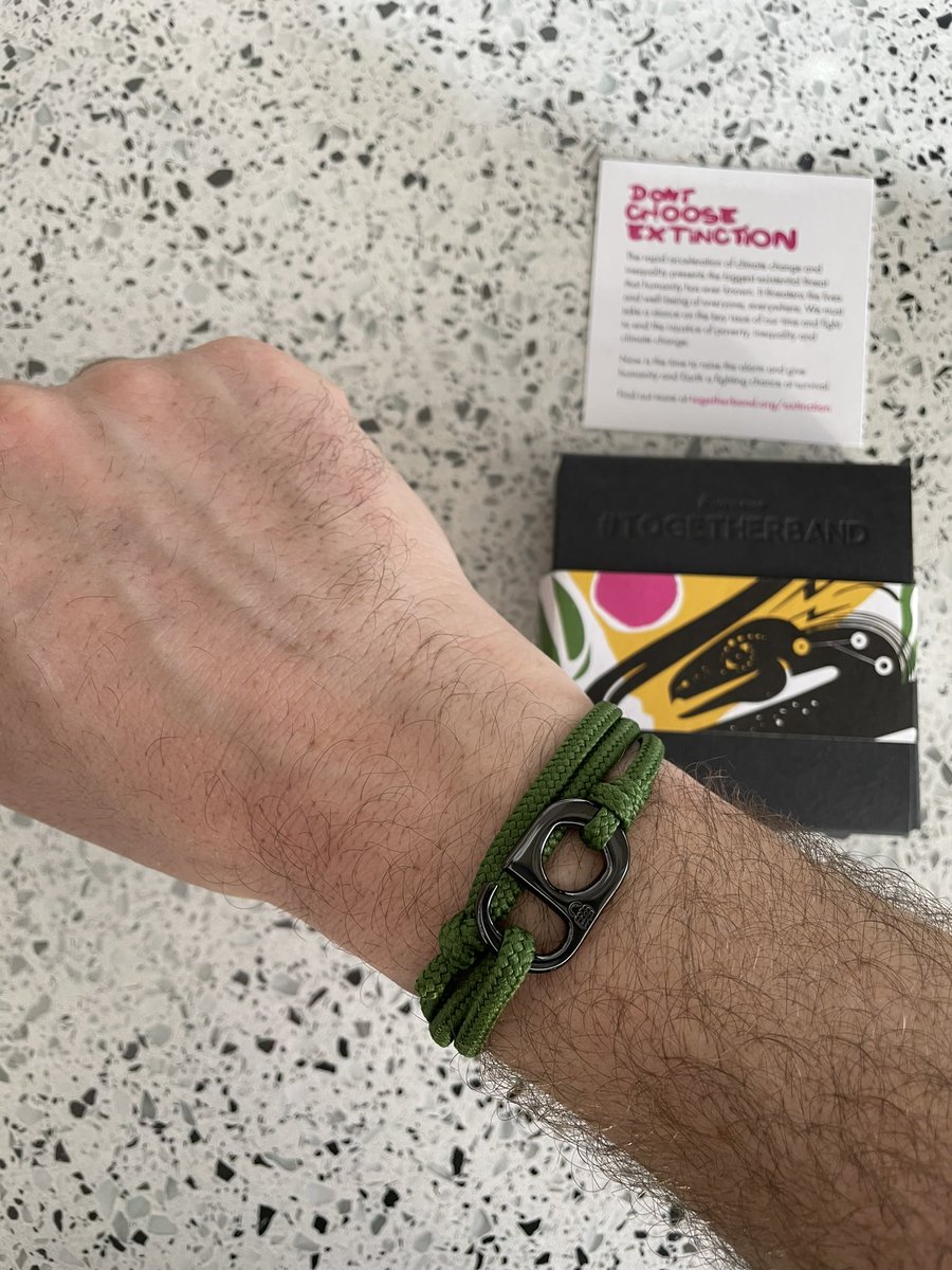 drdavecoin's tweet photo. Proud to wear my #TOGETHERBAND Edition x Don’t Choose Extinction in support of UN Sustainable Development Goal 13: Climate Action #climatechange #climateaction @thetogetherband #extinction #humanium #parley #ocean #plastic #recycled #nepal https://t.co/wDa0srEY4R