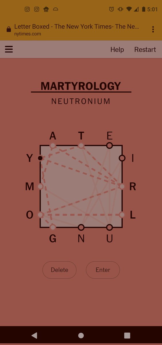 OperaPaper's tweet image. Woke up and solved the @nyt "Letter Boxed" with a quickness. I'm pretty sure that means the phone has to make me coffee now.
