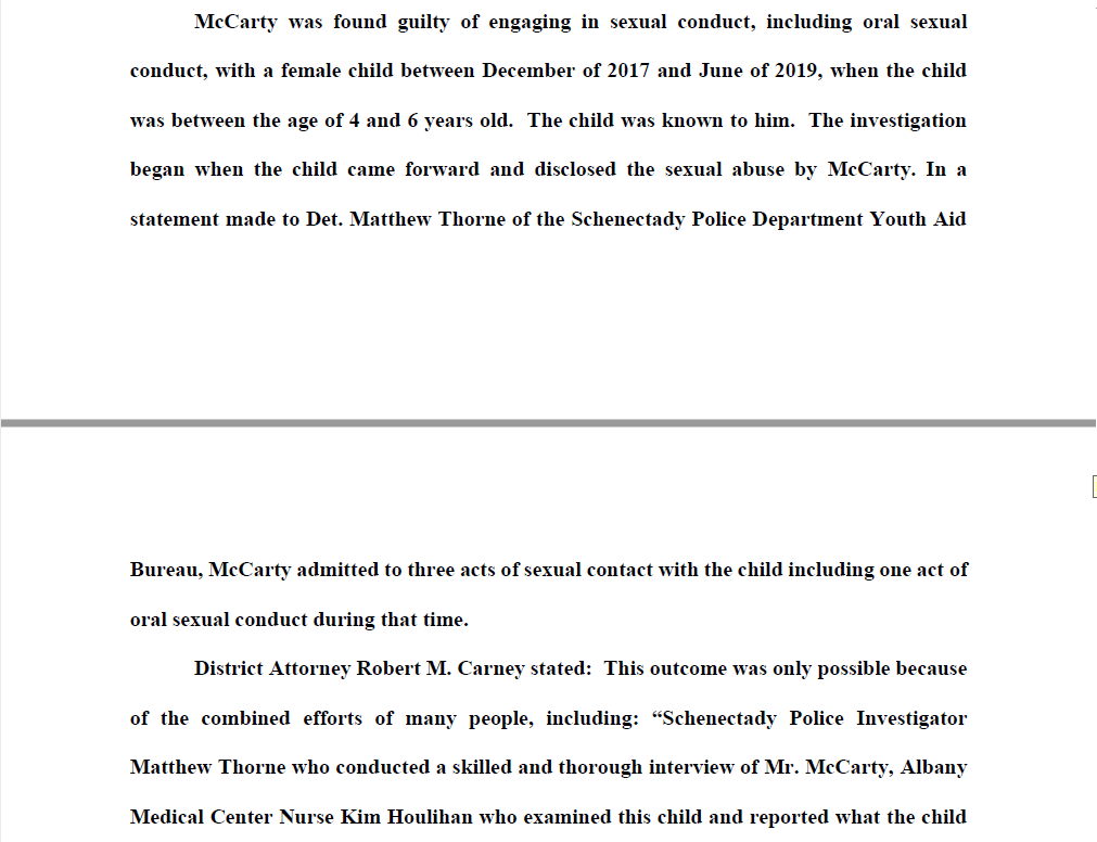 DASchenectady's tweet photo. Schenectady County jury finds defendant guilty in Predatory Sexual Assault Against a Child case. Please see the attached press release. https://t.co/GoSNo5y2rI