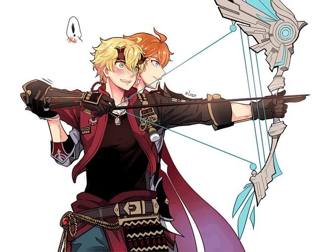 "T-too close, Childe-san!!!" [panic] 💦

-
Childe's teaching Thoma how to shoot
#タルトーマ 🍊🍅 
