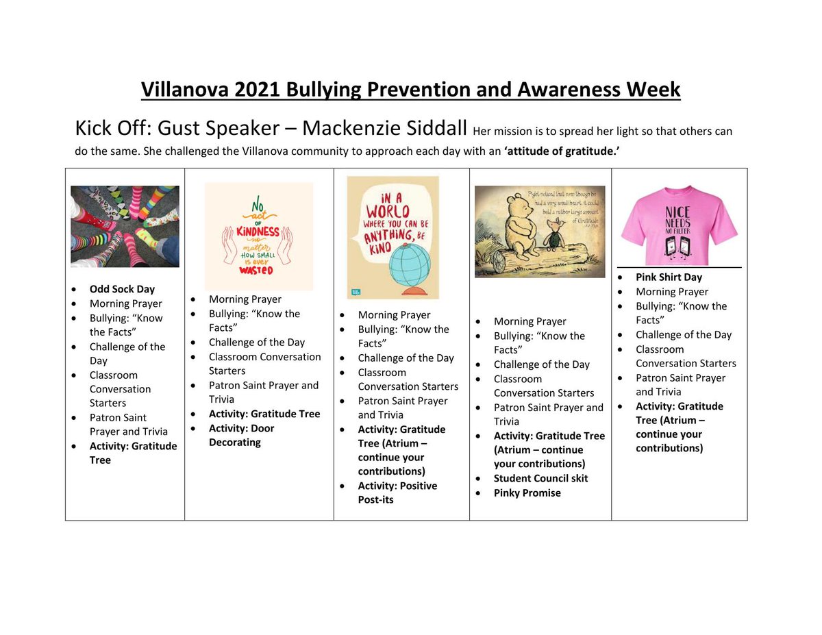VillanovaWECDSB's tweet photo. Bullying Prevention and Awareness Week - November 21 - 27, 2021 @WECDSB https://t.co/PLvB1Yu9Mn