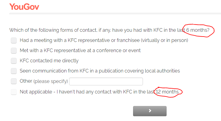 MarkGoodge's tweet image. What if I've had contact with KFC ten months ago? @YouGov #proofreadingfail