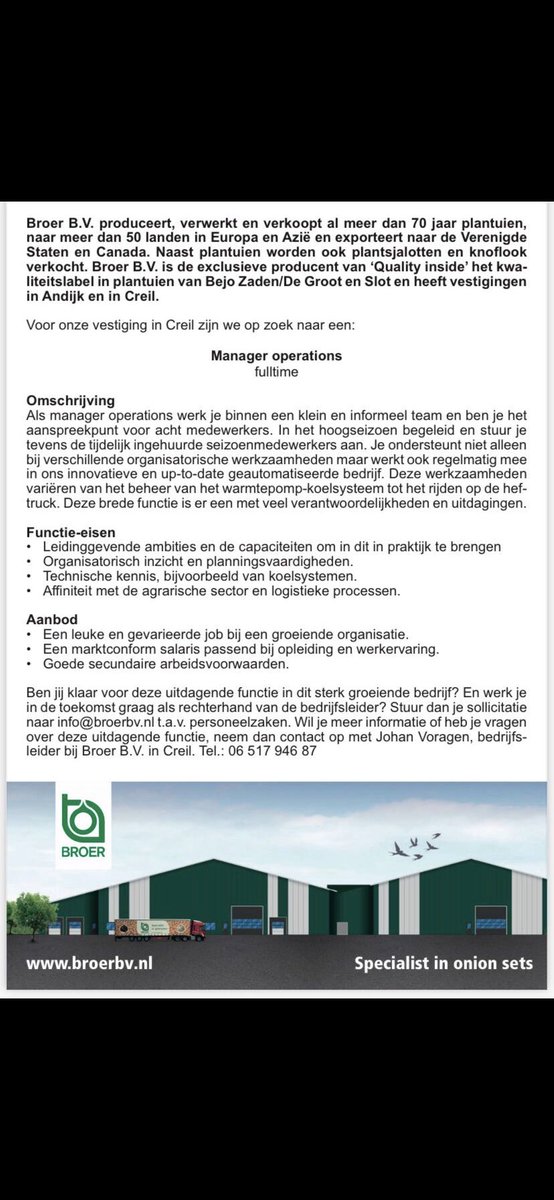 Machtige functie bij een prachtig bedrijf!!💪💪👍👍